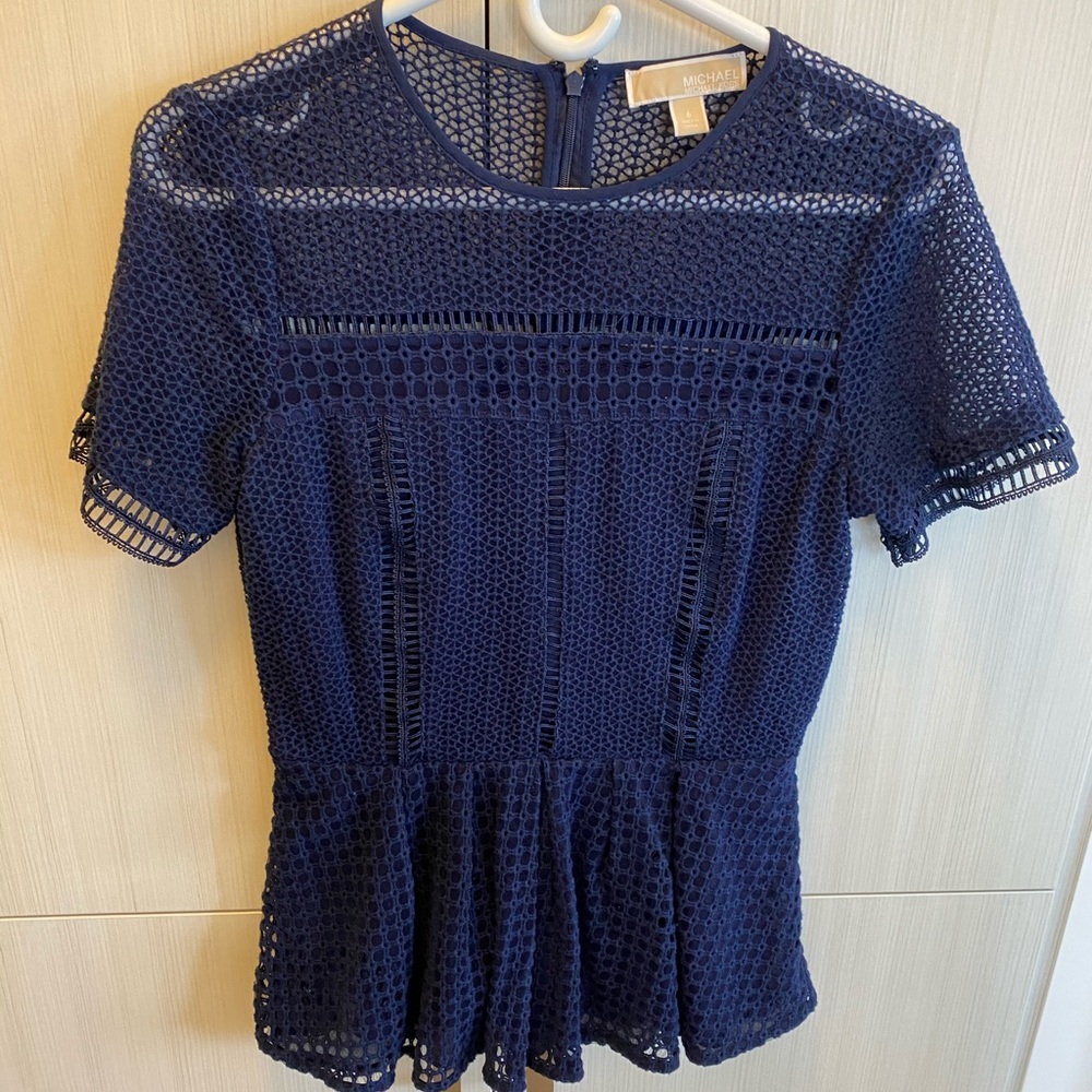MICHAEL KORS peplum blue top